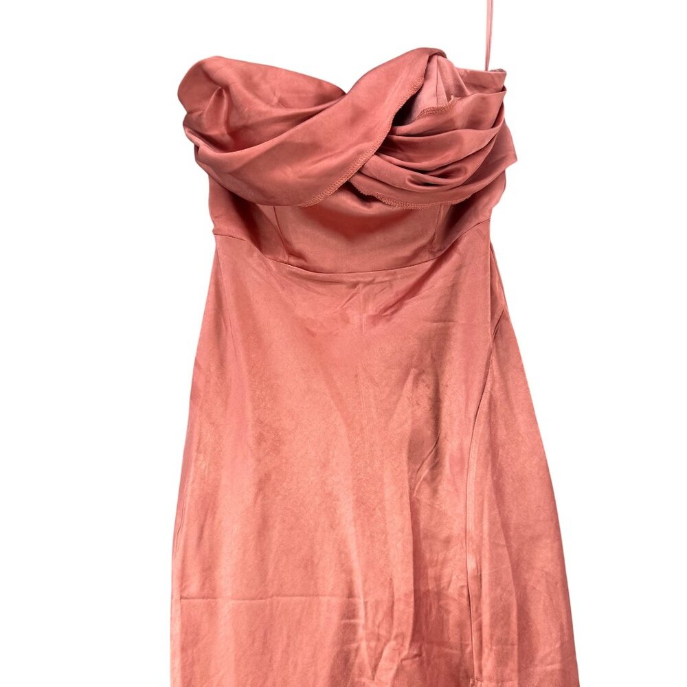 Here Comes The Sun Maxi Dress Gown Pink Satin Strapless Formal Size M - Picture 12 of 14